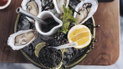 Oysters and caviar at The Loft brunch at Dubai Opera