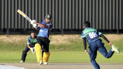 Aryan Lakra bats during the Ajman T10 Talent Hunt League in December 2020. Chris Whiteoak / The National
