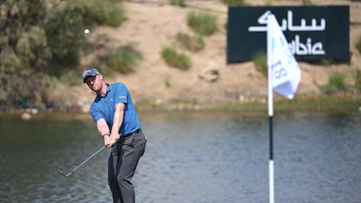 Early leader David Horsey plays his fourth shot on the 18th hole. Getty