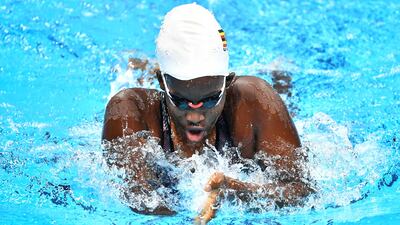 Uganda's Husnah Kukundakwe competes in the women's 100m breaststroke at the Tokyo Paralympics on Thursday. AFP
