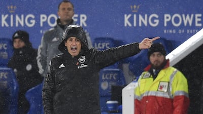 Unai Emery gestures on the touchline. AFP