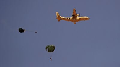 Paratroops take part in the "Guardians of the Nile" exercises held by the Egyptian and Sudanese military over six days in Sudan. AFP