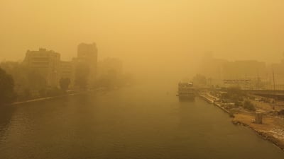 Low visibility on the Nile River due to a sandstorm in Cairo. AFP
