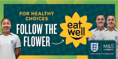 England's Lauren James, Georgia Stanway and Alessia Russo are promoting a Marks & Spencer's healthy food drive. Photo: M&S