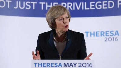 Britain's home secretary, Theresa May, officially launches her campaign to become prime minister in Birmingham, England, on July 11, 2016. Just hours later it was announced that she was to become the UK's second female prime minister. Chris Radburn / PA via AP