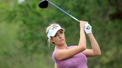 Paige Spiranac of the United States in action during her practice round as a preview for the 2015 Omega Dubai Ladies Masters on the Majlis Course at The Emirates Golf Club on December 7, 2015 in Dubai, United Arab Emirates. (Photo by David Cannon/Getty Images)