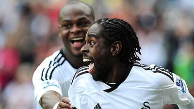 The Swans went on to complete a 3-0 win over West Brom with Nathan Dyer, in front, and Leroy Lita also getting on the scoresheet at the Liberty Stadium. PA / AP Photo