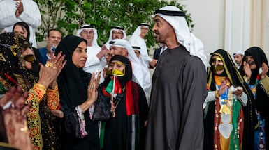 President Sheikh Mohamed meets the Open Masters Games Abu Dhabi delegation in Abu Dhabi. UAE Presidential Court