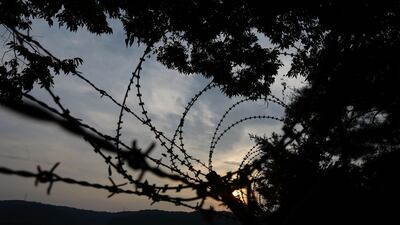 A barbed wire fence is seen near the demilitarised zone separating South and North Korea in Paju, South Korea, on September 3, 2017. Chung Sung-Jun / Getty Images