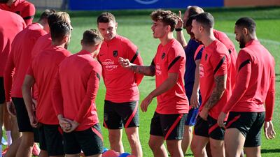 Atletico Madrid's Kieran Trippier, centre left, alongside Antoine Griezmann. AFP