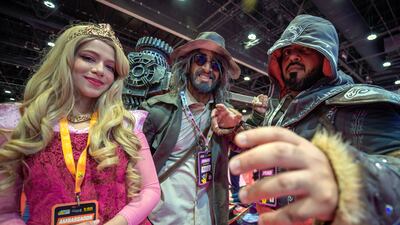 From left: Paris as Sleeping Beauty, Majed as Karl Heissenberg from 'Resident Evil Village' and Erim as Ezio of 'Assassin's Creed'.