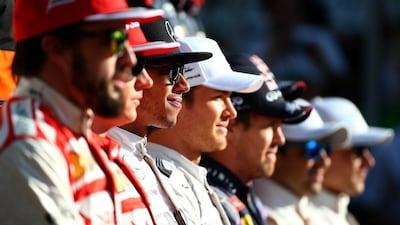 Another shot of the drivers' end of season photo. Mark Thompson / Getty Images