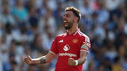 Bruno Fernandes scored and set up one of Manchester United's goals against Brighton to end the season with 21 assists. Getty Images