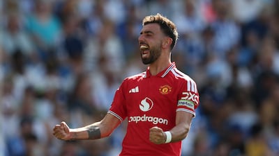 Bruno Fernandes scored and set up one of Manchester United's goals against Brighton to end the season with 21 assists. Getty Images