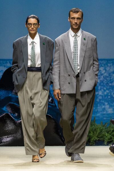 Giorgio Armani was absent from his own show for the first time in his career, but his impact and legacy were felt in each look. Photo: Giorgio Armani