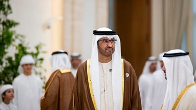 Dr Sultan Al Jaber, Minister of Industry and Advanced Technology, at Mushrif Palace. Abdulla Al Bedwawi / UAE Presidential Court