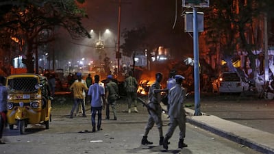 Security officers gather. EPA