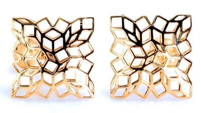 Mashrabiya Cufflinks, 18k yellow gold: Dh11,000. Courtesy Mashrabiya