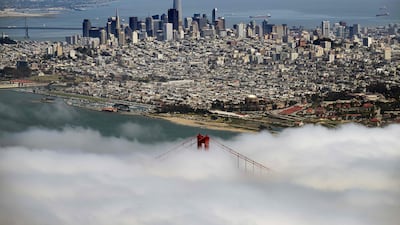 Fog above the Golden Gate Bridge in San Francisco, California. AFP