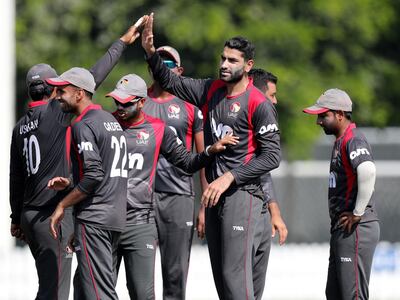 Ahmed Raza took four wickets as the UAE beat Nepal in their Asia Cup Qualifier match. Chris Whiteoak / The National