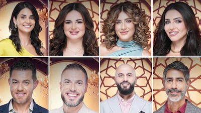 Some of Love is Blind Habibi's cast members. Top row, from left: Razan, Rania Mansour, Zeinab Shaaban and Hayat. Bottom, from left, Omran Quli, Omar Abdulhadi, Mohammad Alkhatib and Faris. Photos: Netflix