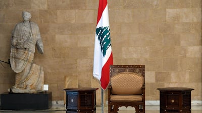 The empty presidential chair at Baabda Palace, east of Beirut. EPA