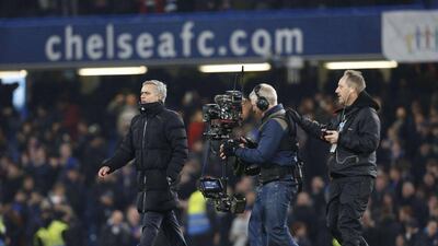 Chelsea manager Jose Mourinho shown during his side's 1-0 win over Everton in the Premier League on Wednesday night. Justin Tallis / AFP