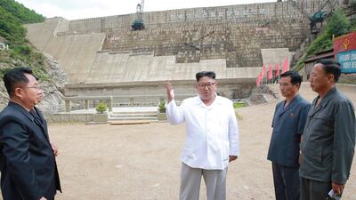 North Korean leader Kim Jong-un visits to the Orangchon power station being built in Hamgyong province. KCNA via Reuters