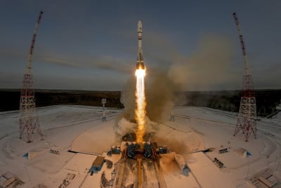 A Soyuz-2 rocket launch in Russia carrying satellites. Photo: @MBRSpaceCentre