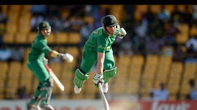 South Africa's AB de Villiers stretches to make his ground against Australia at the R Premadasa Stadium in Colombo, Sri Lanka. Philip Brown / Reuters