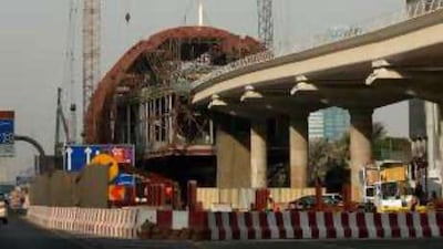 A metro station under construction on Sheikh Zayed Road in Dubai.