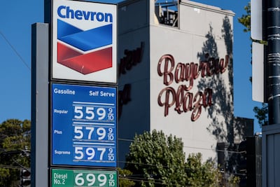 Chevron petrol prices in San Francisco, California, on July 21. Bloomberg