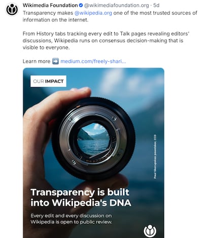 Amid accusations of bias from Elon Musk, The Wikimedia foundation, operator of Wikipedia has boasted of its transparent and "consensus driven" processes.
