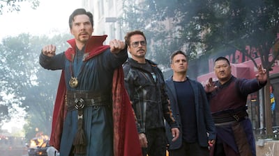  Doctor Strange/Stephen Strange (Benedict Cumberbatch), Iron Man/Tony Stark (Robert Downey Jr.), Bruce Banner/Hulk (Mark Ruffalo) and Wong (Benedict Wong). Chuck Zlotnick / Marvel Studios