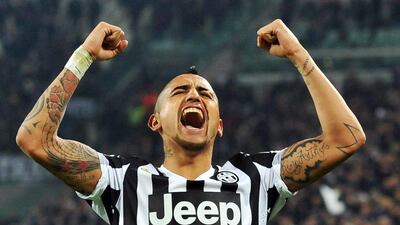 Arturo Vidal celebrates after his goal on Sunday. Andrea di Marco / EPA