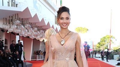 Patricia Contreras wears a nude tulle dress by Christophe Guillarme. Getty Images
