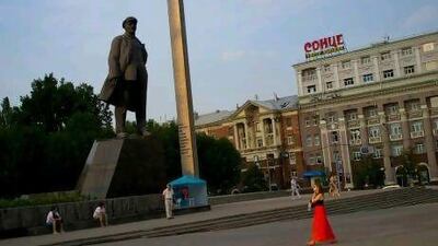 The statue of Lenin in the city square at Donetsk has been a little lonelier as the Euro 2012's conclusion approaches.
