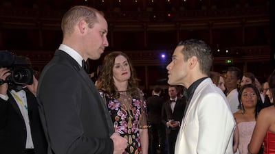 Prince William meets Rami Malek after the Baftas 2019. AP