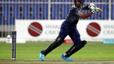 Pacific Group's Jiju Janardhanan bats in the Sharjah Ramadan Cup game
