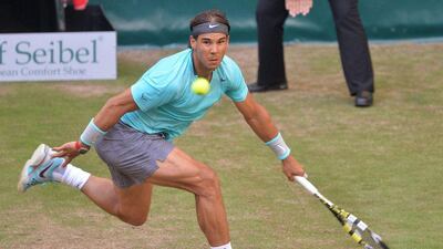 Rafael Nadal shown during his loss to Dustin Brown at the ATP Gerry Weber Open on Thursday. Carmen Jaspersen / AFP / June 12, 2014