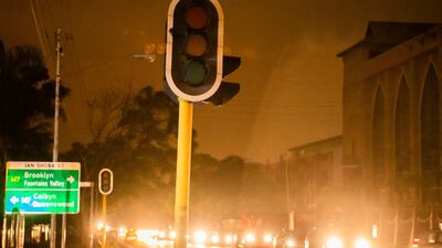 Traffic lights stand without power during a load-shedding power outage period in Pretoria, South Africa. Bloomberg