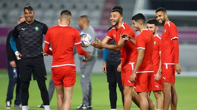 Morocco's Romain Saiss and teammates during training. Reuters