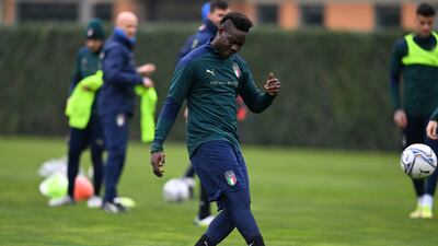 Mario Balotelli during Italy's training session at Centro Tecnico Federale di Coverciano in Florence on Thursday, January 27, 2022. Getty