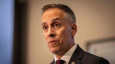 FBI special agent Mark Michalek speaks to the media. AFP