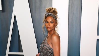 Ciara in Ralph & Russo at the 2020 Vanity Fair Oscar Party following the 92nd Oscars at The Wallis Annenberg Center for the Performing Arts. AFP