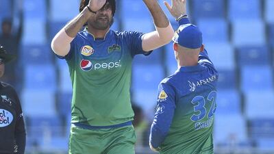 Multan Sultans bowlers Mohammed Irfan, left, and Junaid Khan (not pictured) were misery against Islamabad, going for just 28 runs between them. Courtesy Pakistan Cricket Board