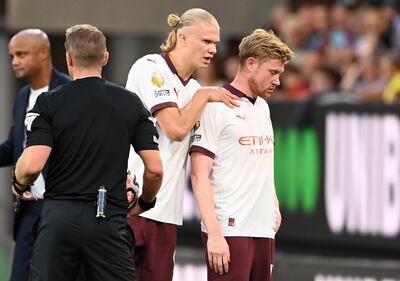 Kevin De Bruyne hasn't played since being injured against Burnley in the opening game of the season but has been registered for this month's Club World Cup. Getty Images