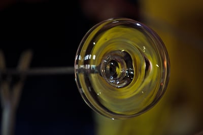 The piece was made using glass-blowing techniques with lighting by Czech company Lasvit