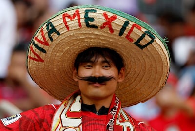 A South Korean fan pays tribute to Mexico. AFP