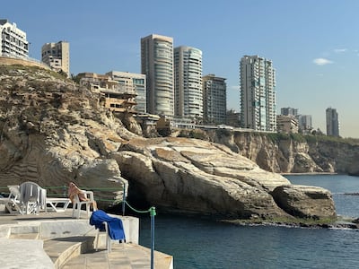 The historic beach club offers views of the capital and the Mediterranean